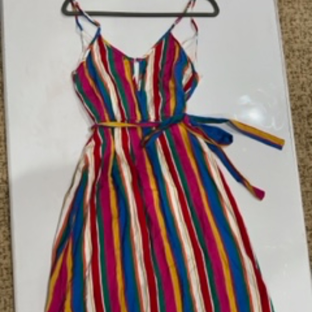 Blue Rain Dress - Size M - Stripes/Bright